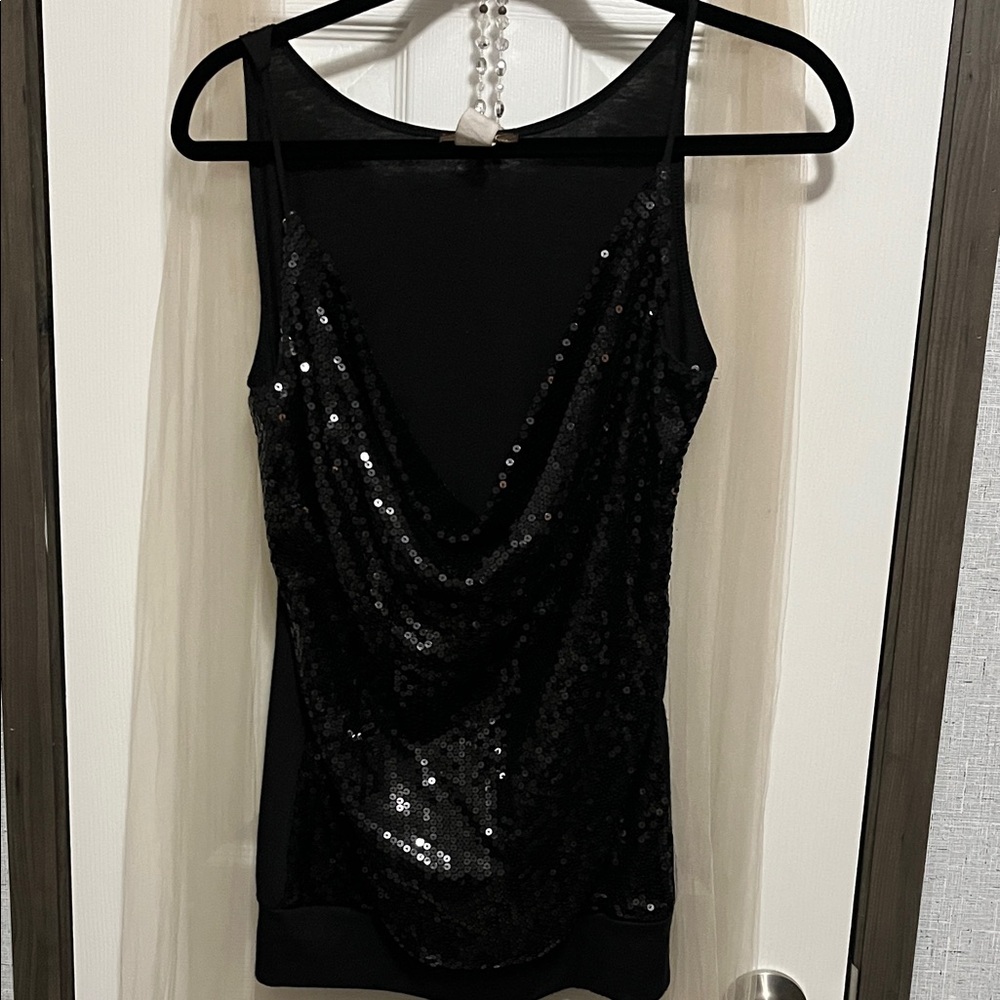 Chic Black Sequin Camisole